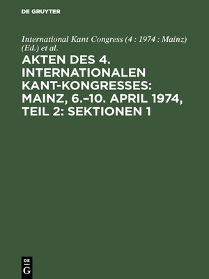 cover image of Akten des 4. Internationalen Kant-Kongresses